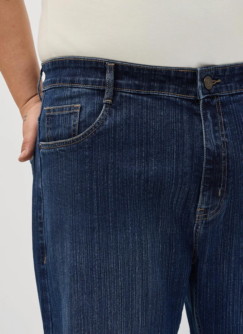 Urbano Fashion  Urbano Plus Men's Blue Straight Fit Washed Denim Jeans Stretchable for Men | Best Price UAE